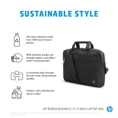 HP Renew Breskuldertaske 173 - Eco-Friendly Ocean-Bound Recycled Plastic, Durable 600D Polyester, Sleek Black Design - Perfect f